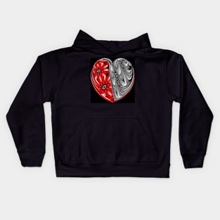 Abstract black and red heart Kids Hoodie